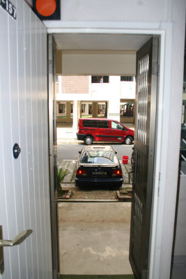 Before: Looking outside through front door