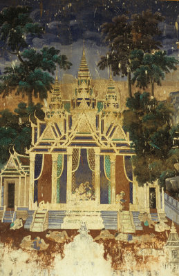 Phnom Penh Royal Palace. Wall paintings in the open air