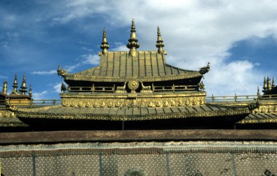 Lhasa, the ornate roof of Jokhang temple