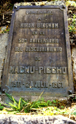Homage to Hiram Bingam, discouverer of Machu Picchu