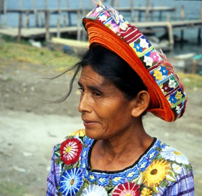Lady in traditonal costume of Santiago de Atitlan