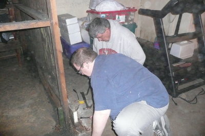 Uncle Gary & Dave tackling the room in the basement