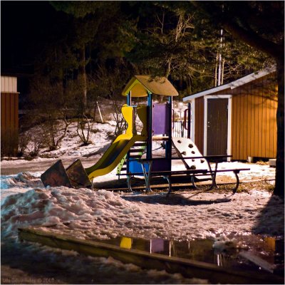 Daycare centres playground by night