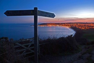 night time above swanage