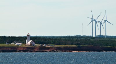 Lighthouse and windmills at East Point, PEI