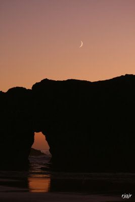 Moon over Cave Rock, Meyers Creek Beach, OR