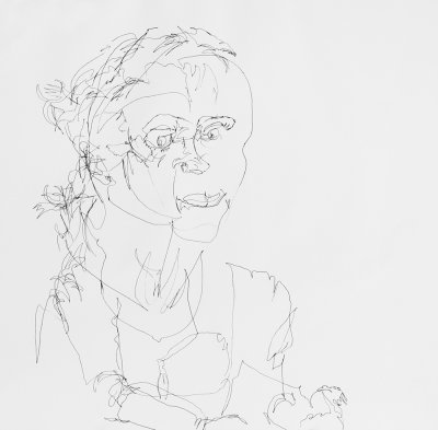 blind-contour drawing: female portrait