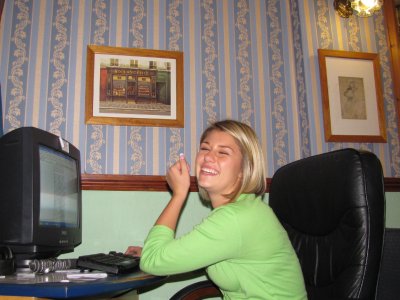 Checking Facebook at the hotel