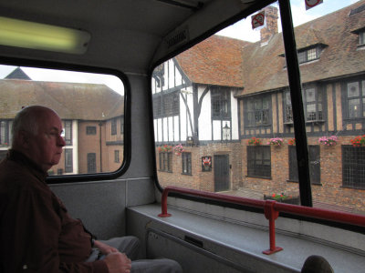 On the bus again --Sandwich Guild Hall outside window