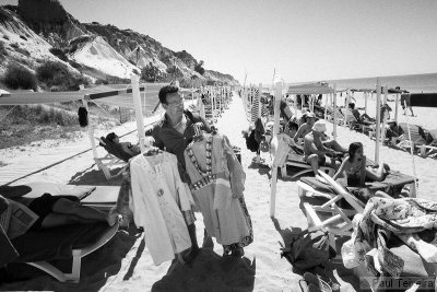 Selling clothes at Falesia Beach, The Algarve