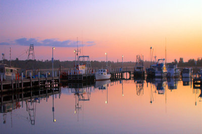 Fishing boats at dusk