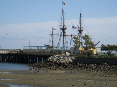 View of Mayflower Reproduction  at Plymouth Harbor - Plymouth, Mass.