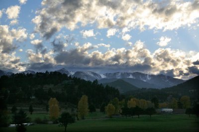 Sun sets over Estes Park