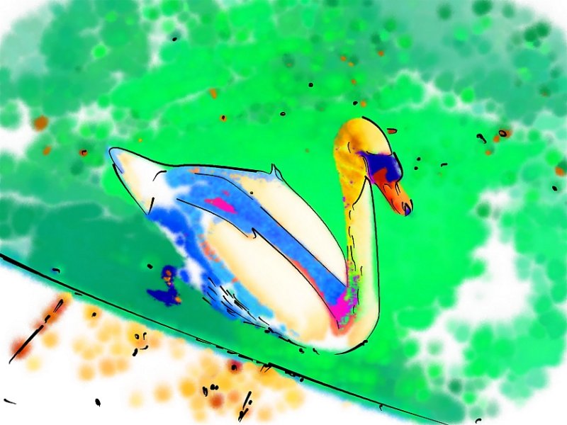 Drawing: Swan by the Lake