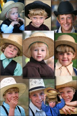 Amish Boys in Hats.