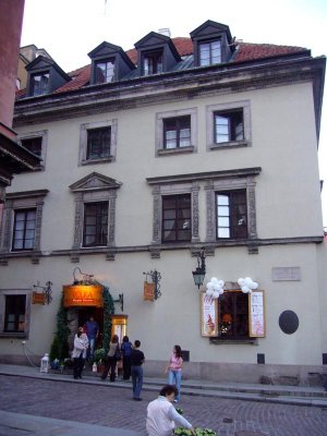 Warsaw OldTown, Castle Inn. My window is second dormer from right. Polka Restaurant on street level.