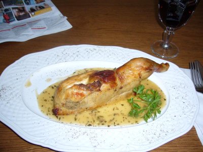 Polka roast chicken with liver stuffing