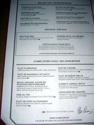 Le Bistro Menu