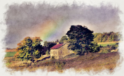 Farmhouse and Rainbow 