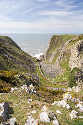 IMG_2919.jpg Looking down the valley to Paviland Cave where Red Lady of Paviland was discovered - Rhossili -  A Santillo 2009