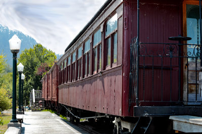 wooden train car Duncans Mills