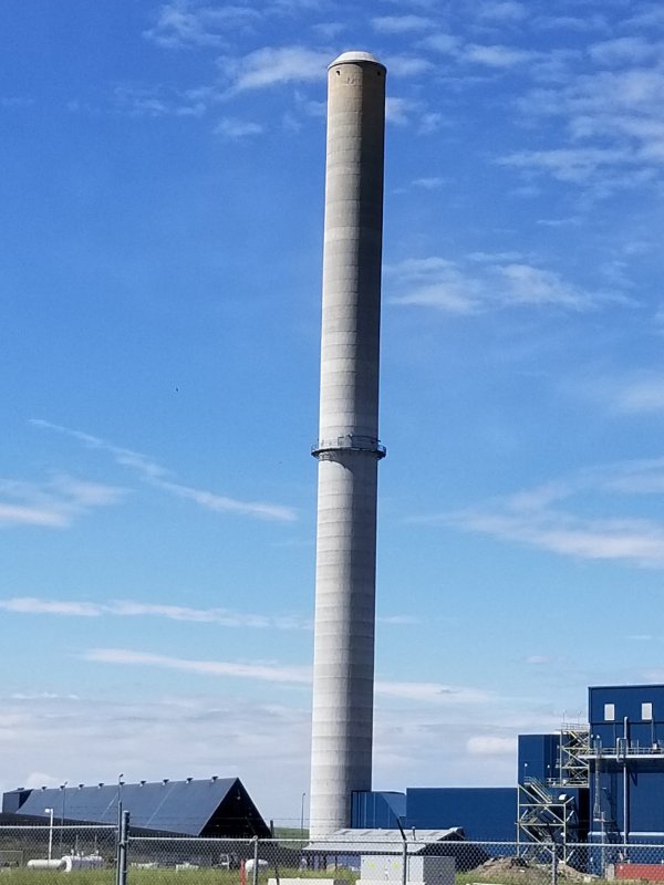 Nest box half way up tower at Genesee Generating Station