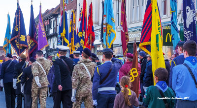 Parading the Colours on Remembrance Day 