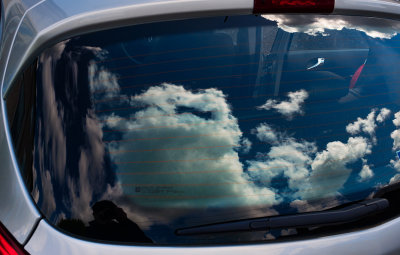 Reflections on a car window