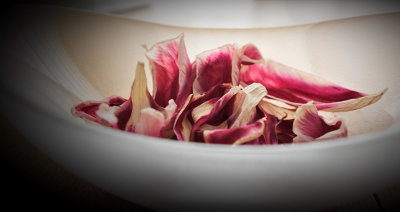  A bowl of dried tulip petals