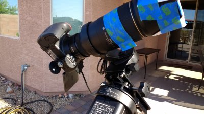 Sun finder in place; focus taped down; temporary solar filter