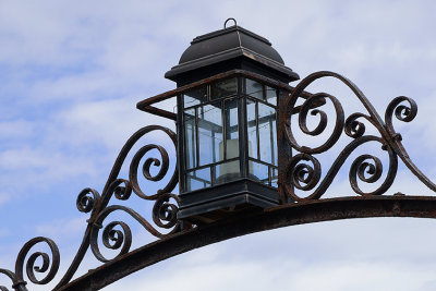 Lantern above gate.