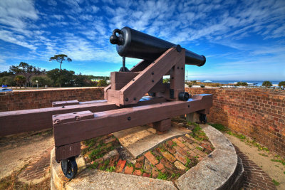 Fort Gaines, 24 Pounder Smoothbore Gun On Pivot Carriage, Southeast Bastion
