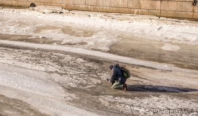 Intrepid (?) Photographer on Frozen Canal