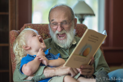 Granddaddy makes reading a book very exciting!