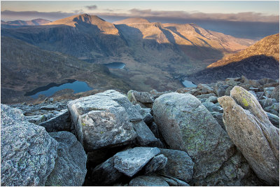 Three lakes from the top of Tryfan