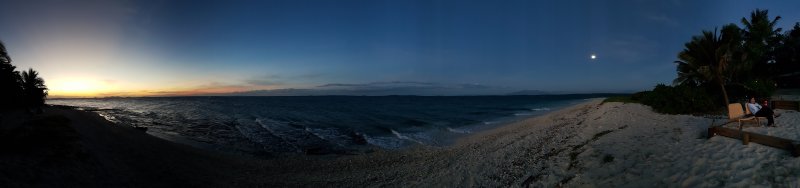Pano of north side during sunset and moonrise