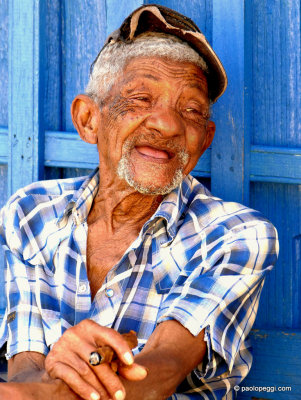 Old Man Smoking Cuban Cigar