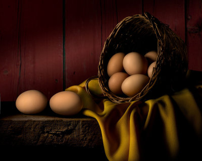 Brown Eggs and Wicker Basket
