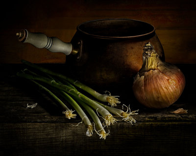 Onions with Copper Pot