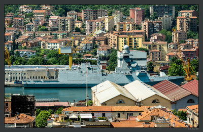 64 Frigate among houses in La Spezia