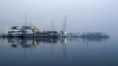 Marina in Heavy Fog