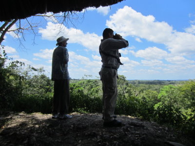 Kannan and Eric look for the next bird
from the top of the El Pilar archeological site