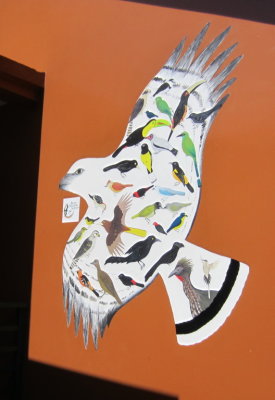 One building was decorated with birds of the area.