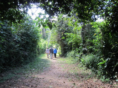 Jane, Steve and Marilyn follow the rest of the group
down the trail to St. Herman's Cave.