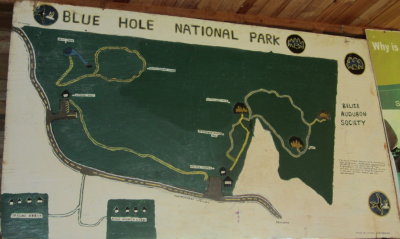 The map shows the two paths we took 
to St. Herman's Cave and to St. Herman's Blue Hole.