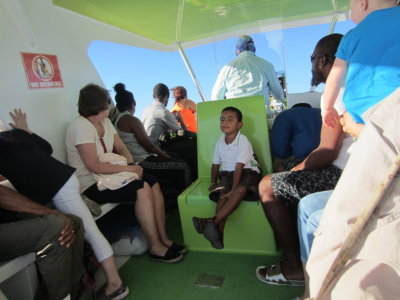 On the upper deck of the ferry to Caye Caulker, a 45-minute ride from Belize City