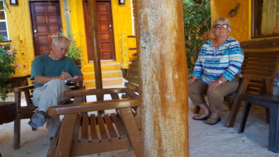 Steve and Marilyn in the shade
at Seaside Cabanas, Caye Caulker, Belize