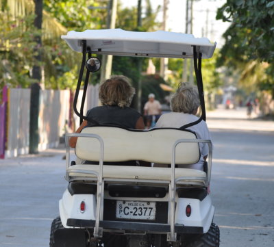 Golf cart denizens of the streets of Caye Caulker