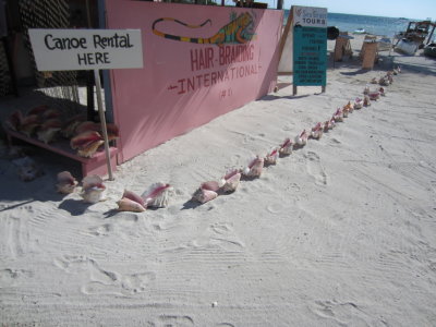A multi-service shop on the beach
at Caye Caulker, Belize, C.A.
(note the bare footprints in the sand)