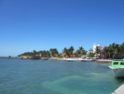Looking back at our hotel from the ferry station
as we prepared to return to the Belize mainland